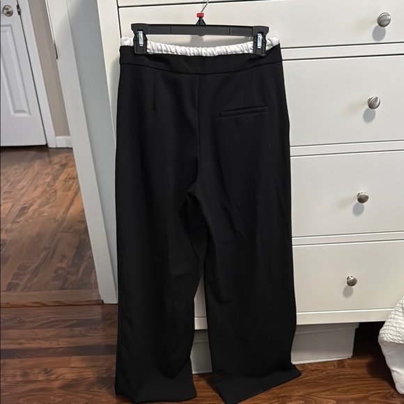 Zara Black Track Pants with White Waistband - Picture 2 of 4
